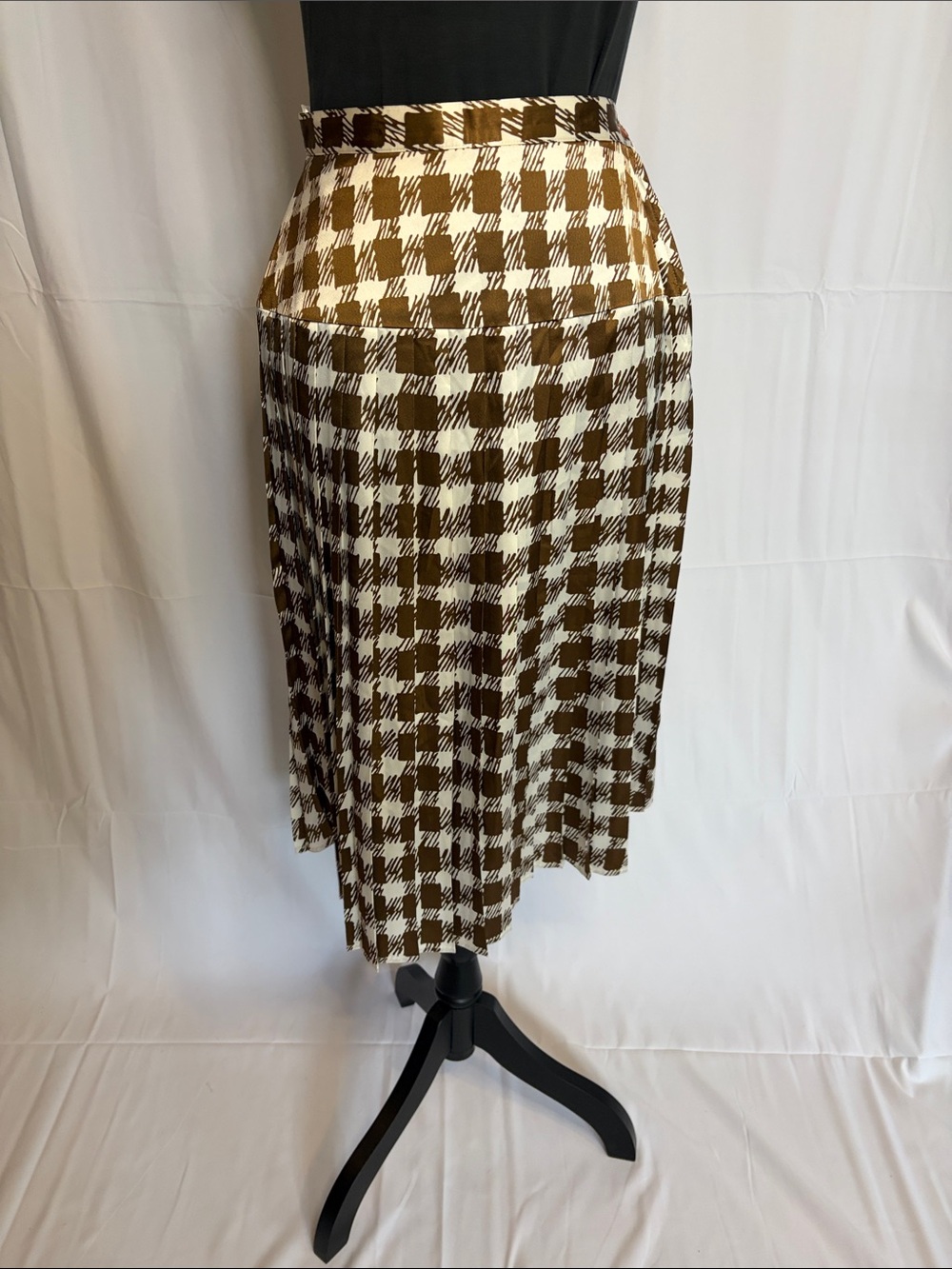 Vintage Sassoon brown/white houndstooth pleated skirt size 10